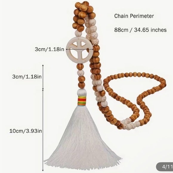 White Tassel Star Beaded Necklace - Picture 5 of 5